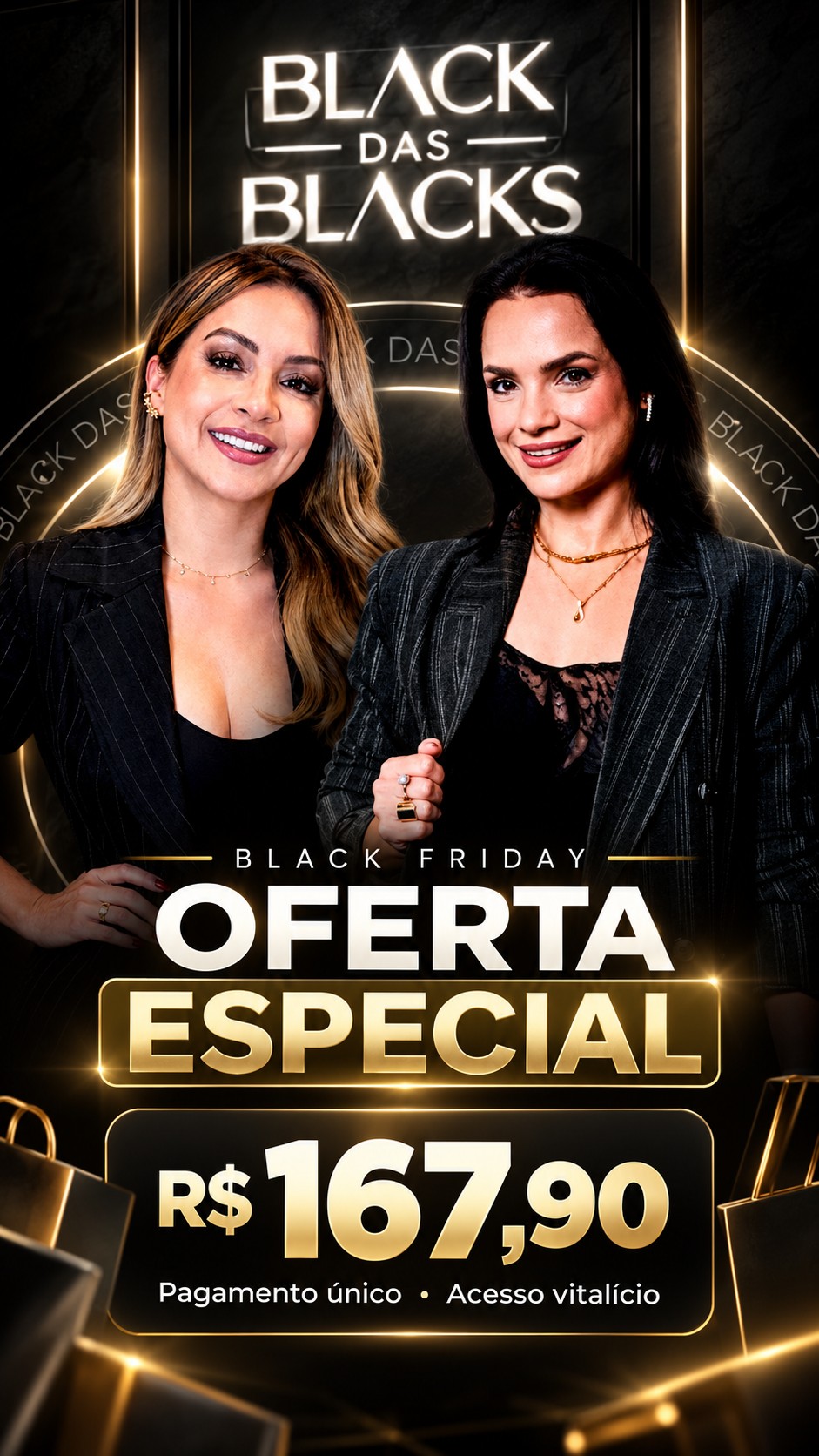 Capa oficial da campanha: Black Friday com oferta especial de R$ 167,90, pagamento único e acesso vitalício.